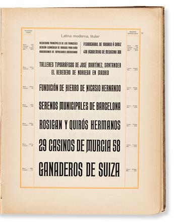 [SPECIMEN BOOK — RICHARD GANS FUNDICION TIPOGRAFICA]. Richard Gans Fundicion Tipografica / Taller Mecanico / Grabado Muestrario. Madrid